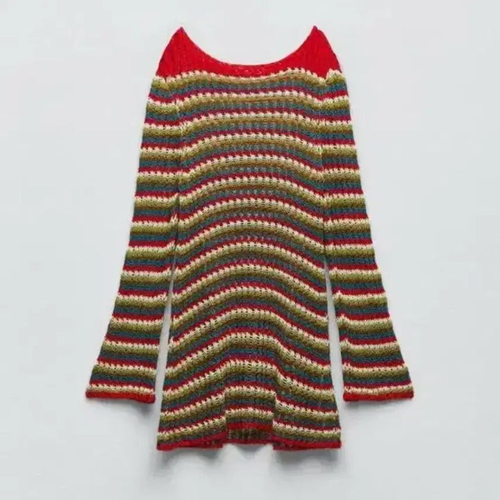 [BUNJANG] Zara Striped Crochet Knit Dress S / 자라 스트라이프 크로셰 니트 원피스 S