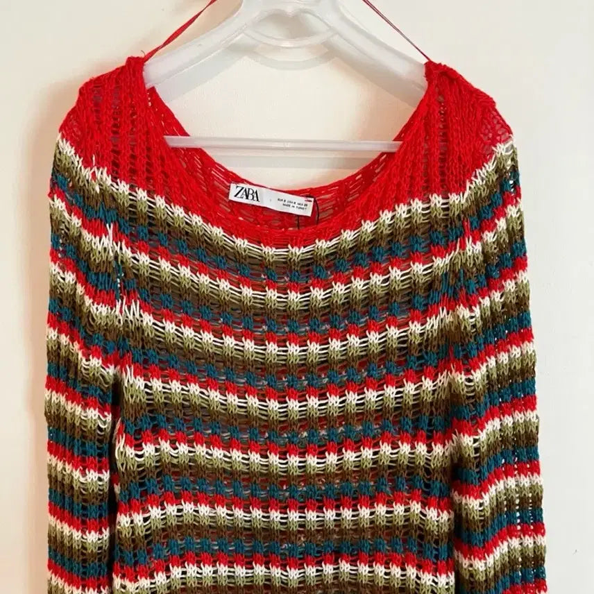 [BUNJANG] Zara Striped Crochet Knit Dress S / 자라 스트라이프 크로셰 니트 원피스 S