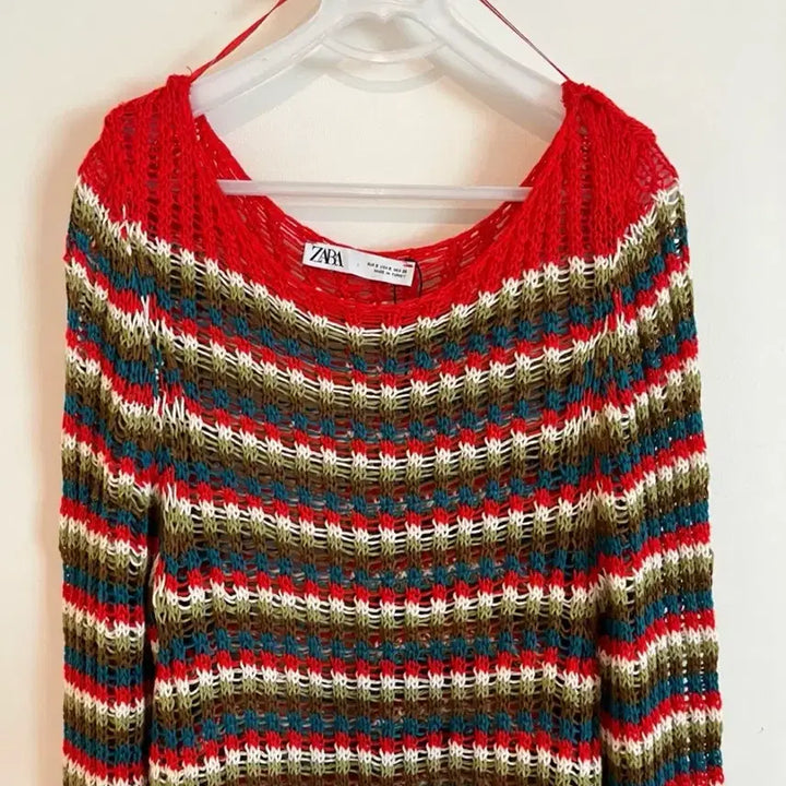 [BUNJANG] Zara Striped Crochet Knit Dress S / 자라 스트라이프 크로셰 니트 원피스 S