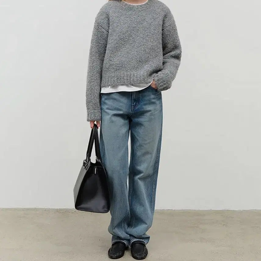 [BUNJANG] Dunst Cloud Boucle Sweater Melange Gray / [M] 던스트 클라우드 부클레 스웨터 멜란지 그레이