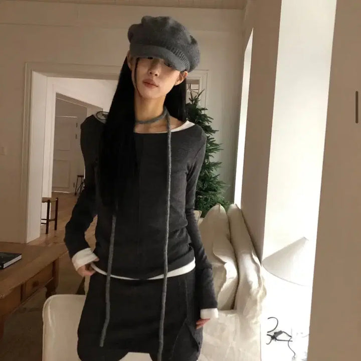 [BUNJANG] ITZY Ryujin Layered Long Sleeve Set / 릿킴 레이어드 롱슬리브 세트