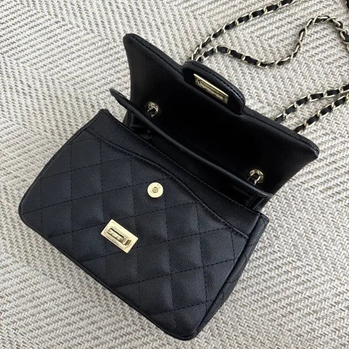 [BUNJANG] Black Quilted Chain Mini Crossbody Bag / 블랙 퀼팅 체인백 미니백 스타일