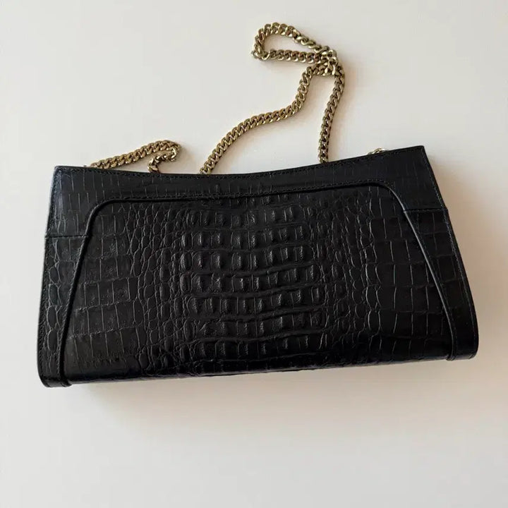 [BUNJANG] Black Crocodile Pattern Chain Shoulder Bag / 블랙 크로커다일 패턴 체인 숄더백