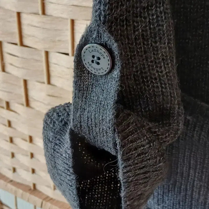 [BUNJANG] Leshope Charcoal Knit Long T-Shirt / 챠콜색 니트 롱 티셔츠,,포켓형