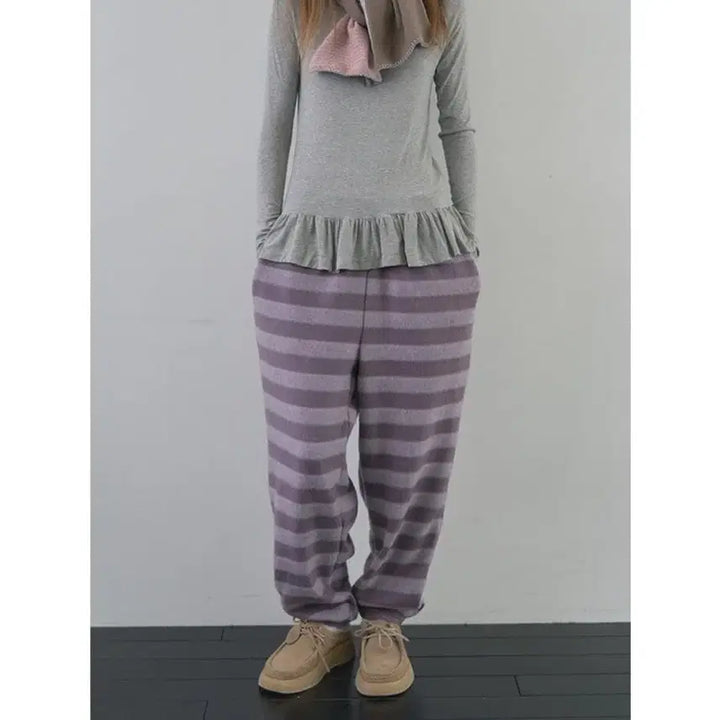 [BUNJANG] Vanishment Fluff Stripe Sweatpants / 바니쉬먼트 Fluff stripe sweatpants_puple