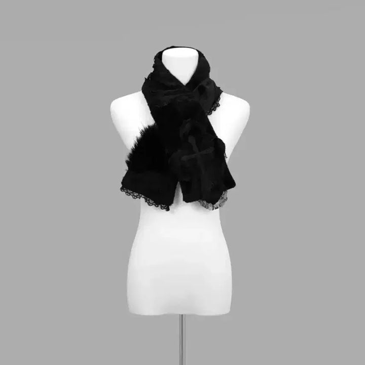 [SOLD OUT] dimmoire 딤모아르 고딕 십자가 퍼 머플러 지뢰계 목도리