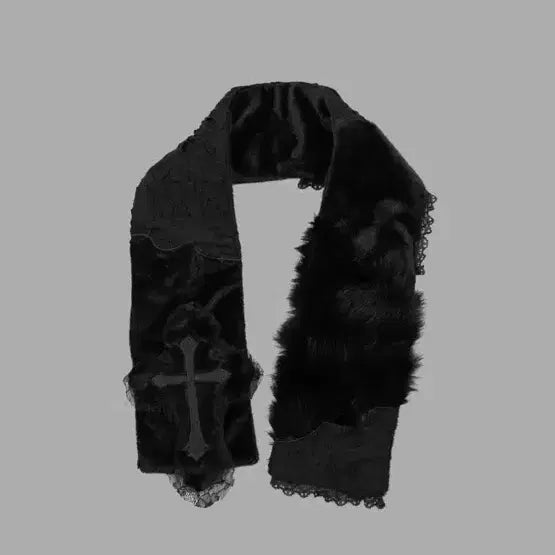 [BUNJANG] Dimmoire Gothic Cross Fur Muffler / dimmoire 딤모아르 고딕 십자가 퍼 머플러 지뢰계 목도리