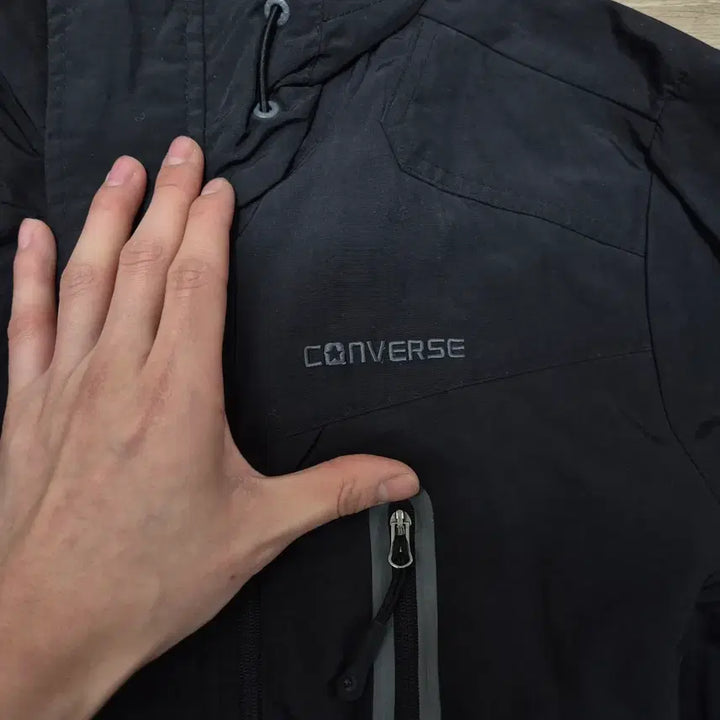 [BUNJANG] Converse All Star Logo Windbreaker Hooded Jacket / 컨버스 올스타 로고 바람막이 후드자켓 S(90)