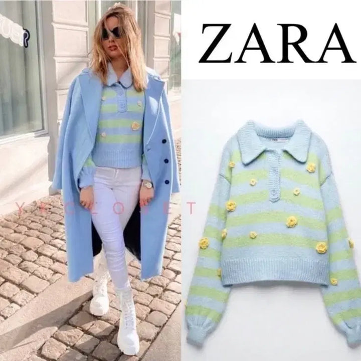 [BUNJANG] ZARA Floral Knit Top / (자라) 택채새옷. ZARA 입체 플라워 니트