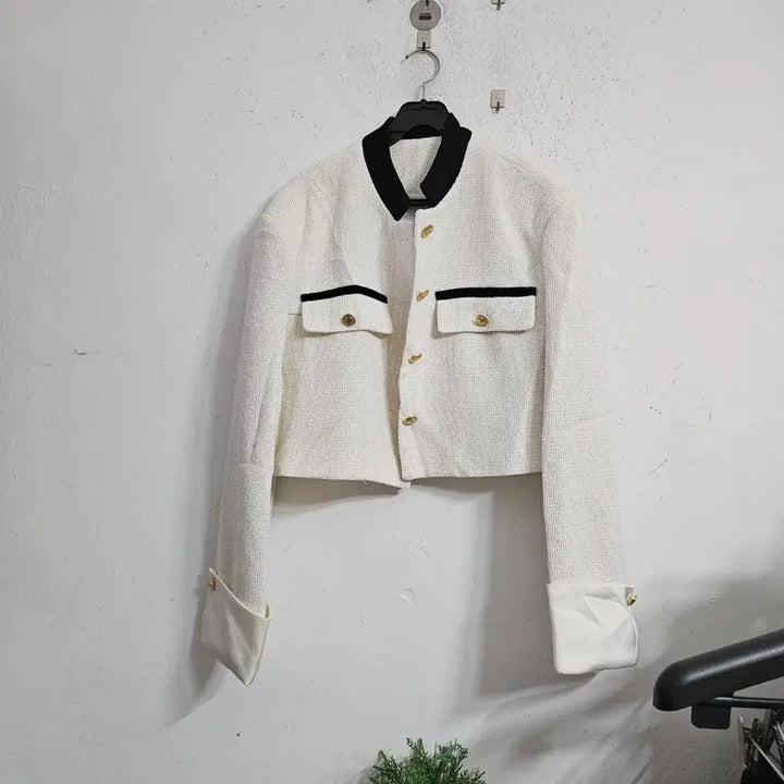 [BUNJANG] White Tweed Crop Jacket / 화이트 트위드 크롭 자켓