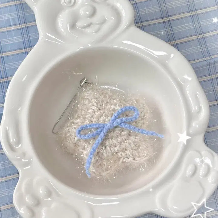 [BUNJANG] Handmade Crochet Star Keyring / 핸드메이드 뜨개 리본 별 키링