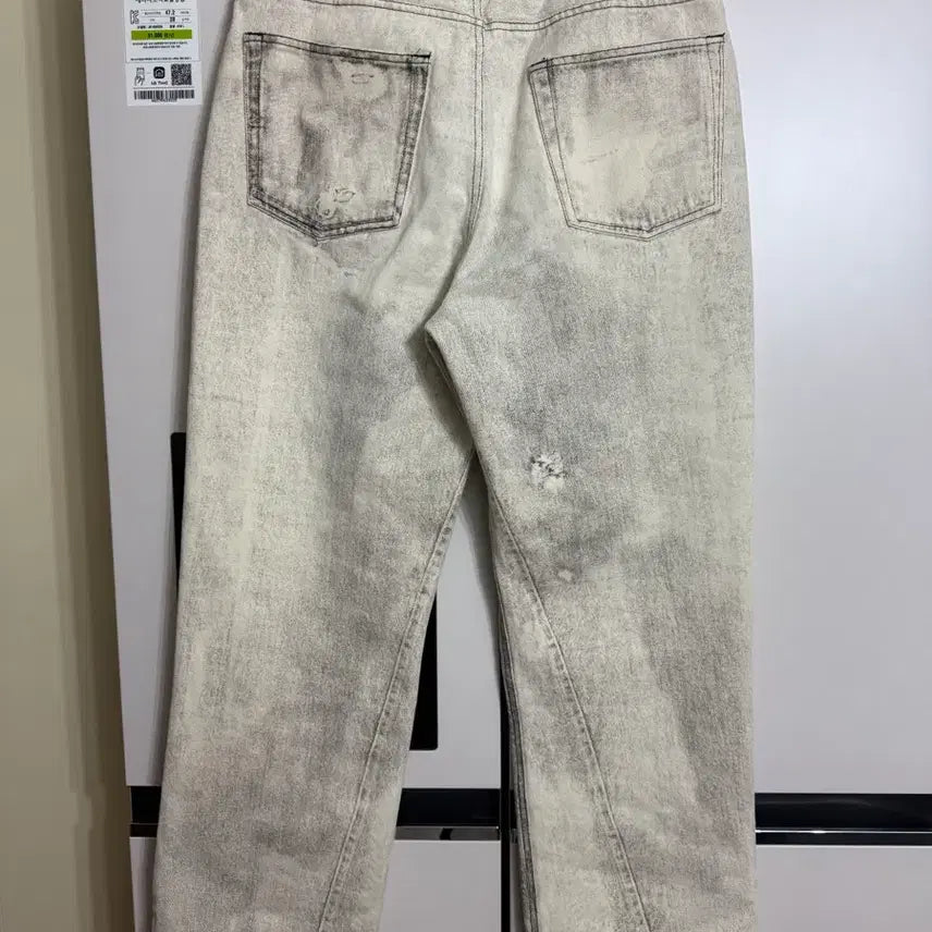 [BUNJANG] Denim Beige Jeans / 구제 프린트 데님 베이지 색상 32사이즈