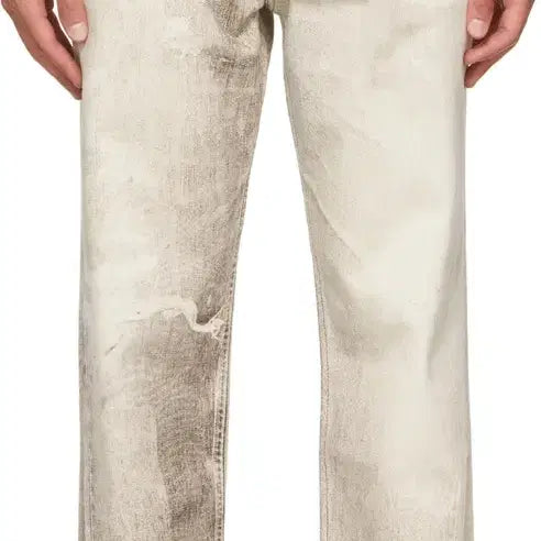 [BUNJANG] Denim Beige Jeans / 구제 프린트 데님 베이지 색상 32사이즈