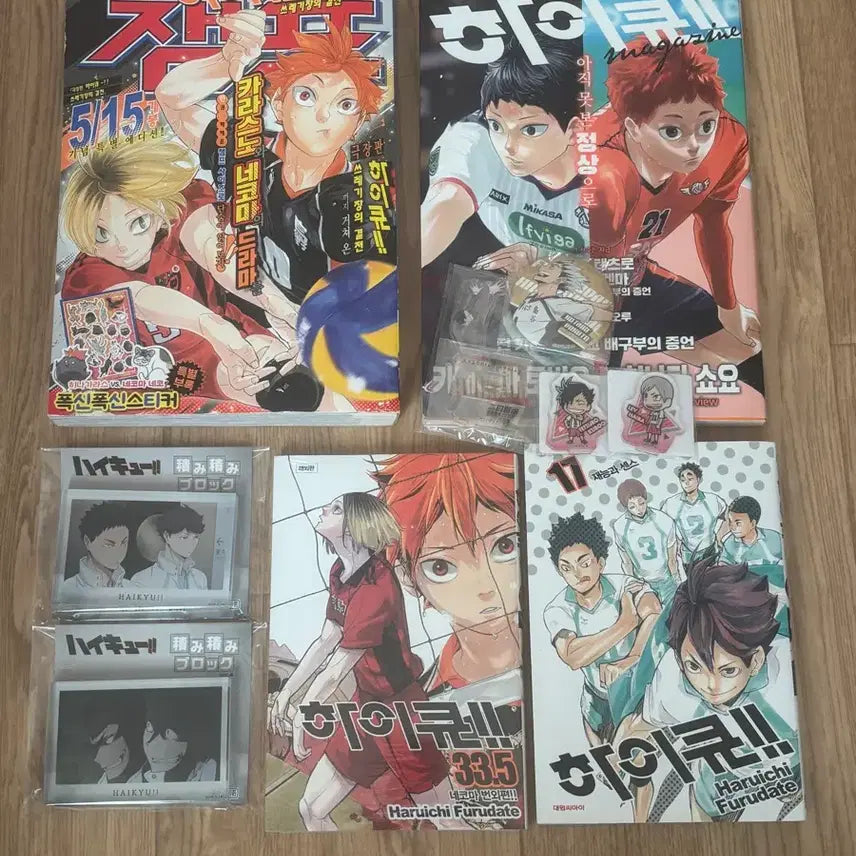 [BUNJANG] Haikyuu!! Oikawa Iwaizumi Merchandise Bundle / 하이큐 오이카와 이와이즈미 캔뱃지 아크릴 코롯토 만화책 쓰결전 특전 일괄
