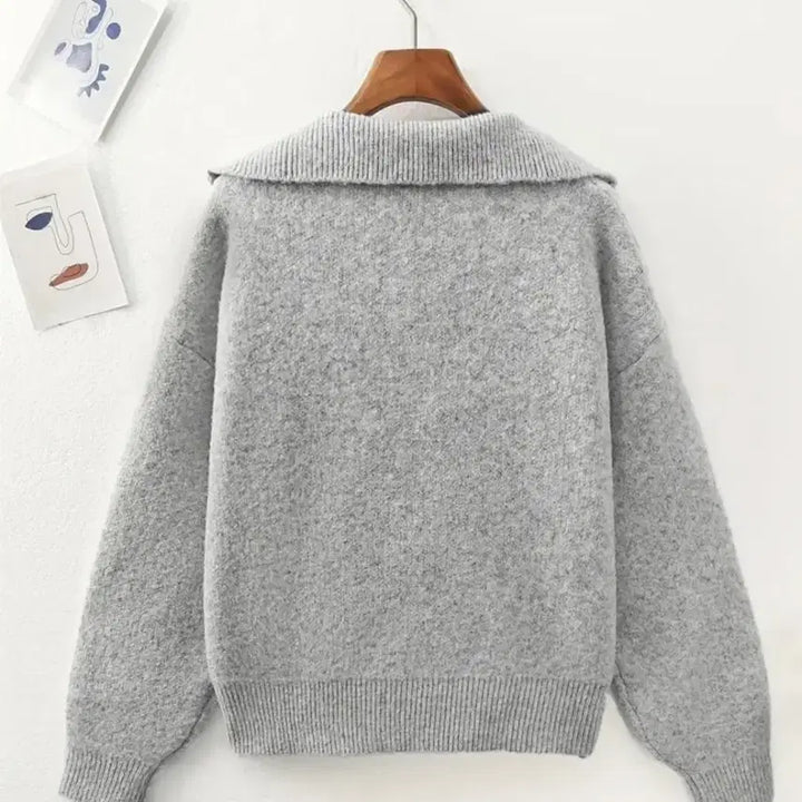 [BUNJANG] Gray Collar Neck Knit / 회색 카라넥 니트