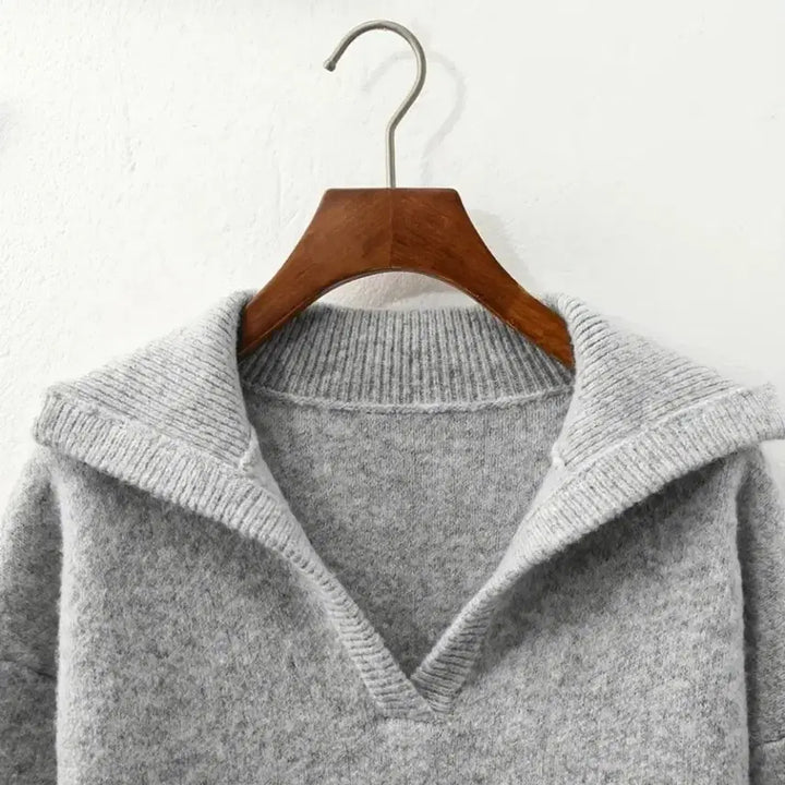 [BUNJANG] Gray Collar Neck Knit / 회색 카라넥 니트
