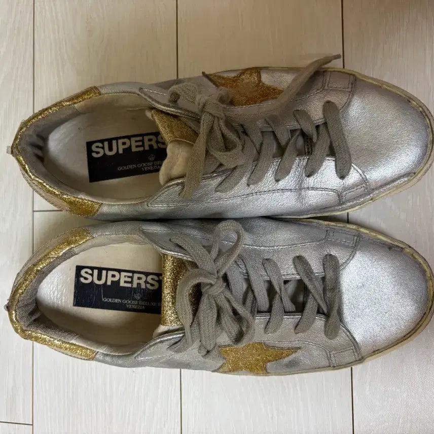 [BUNJANG] Golden Goose Superstar Silver Sneakers / 골든구스 슈퍼스타 실버 금색별 스니커즈 230