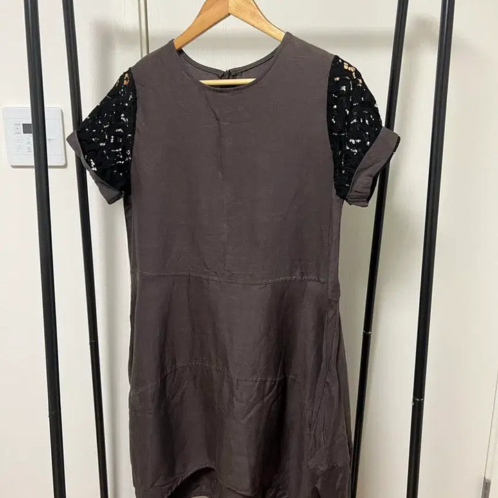 [BUNJANG] Brown Lace Sleeve Dress / 레이스 소매 브라운 원피스 906