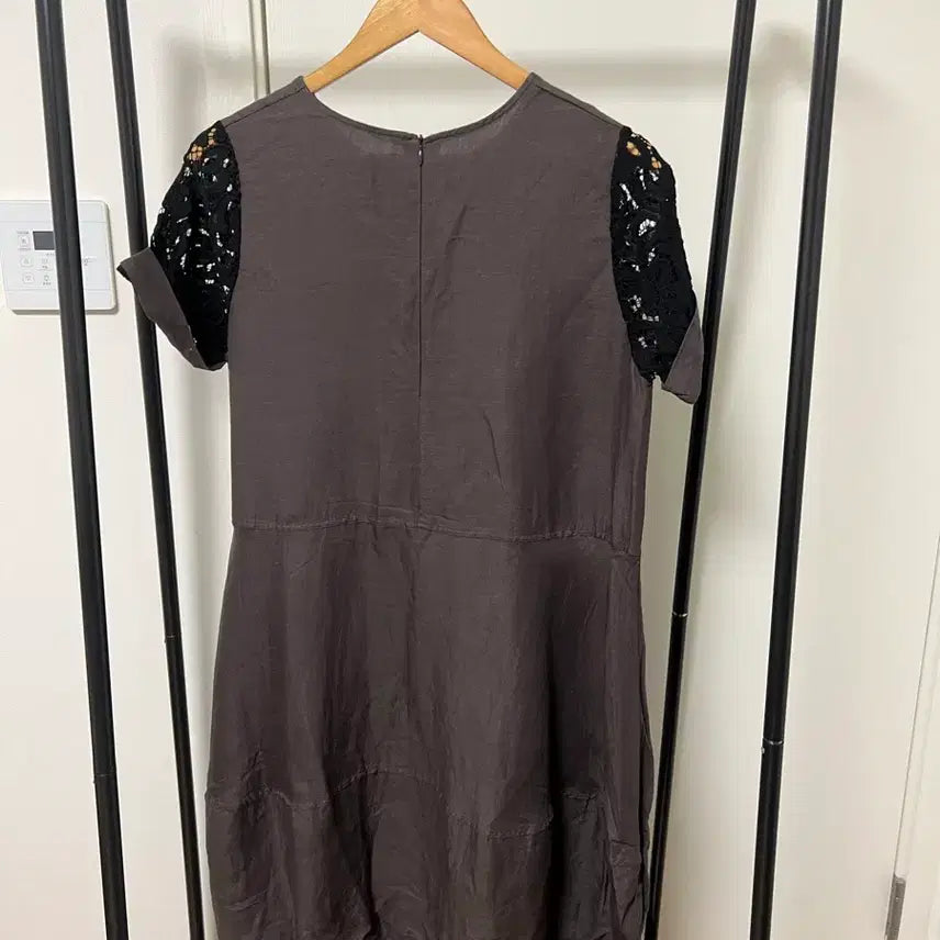 [BUNJANG] Brown Lace Sleeve Dress / 레이스 소매 브라운 원피스 906