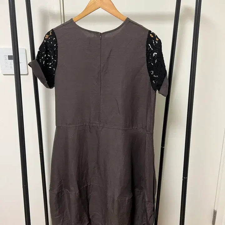 [BUNJANG] Brown Lace Sleeve Dress / 레이스 소매 브라운 원피스 906