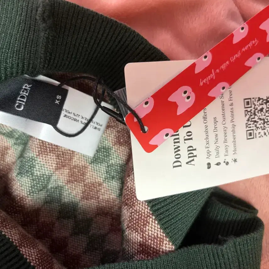 [BUNJANG] CIDER Argyle Knit Polo Top / KNIT POLO ARGYLE SHORT SLEEVE TOP