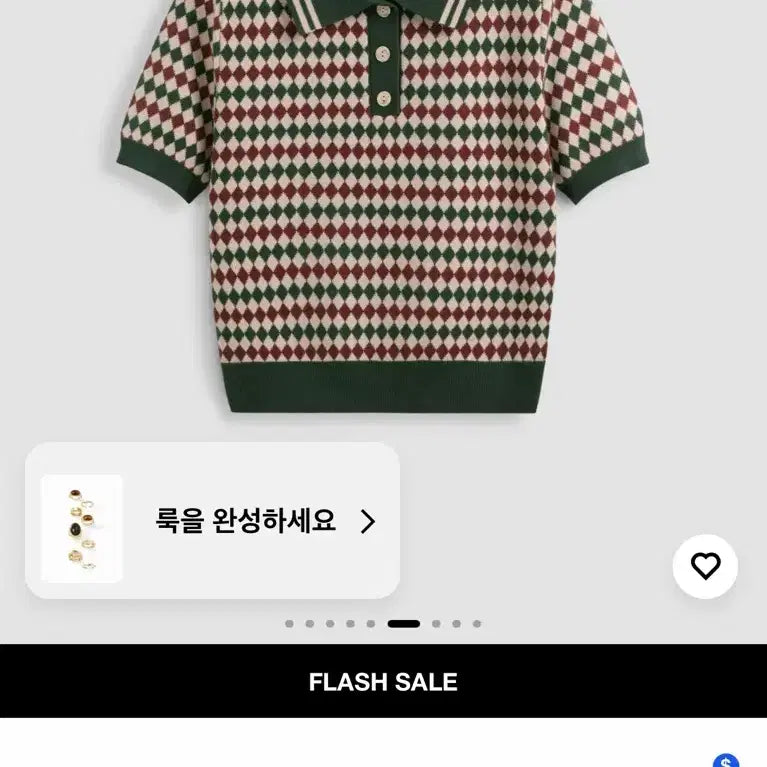 [BUNJANG] CIDER Knit Polo Argyle Short Sleeve Top / KNIT POLO ARGYLE SHORT SLEEVE TOP