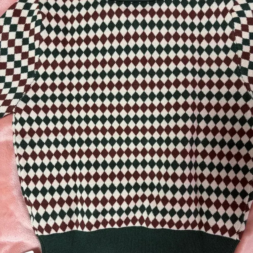 [BUNJANG] CIDER Argyle Knit Polo Top / KNIT POLO ARGYLE SHORT SLEEVE TOP