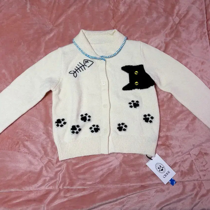 [BUNJANG] Cider Knit Collar Cat Button Cardigan / KNIT COLLAR CAT BUTTON CARDIGAN 니트 가디건
