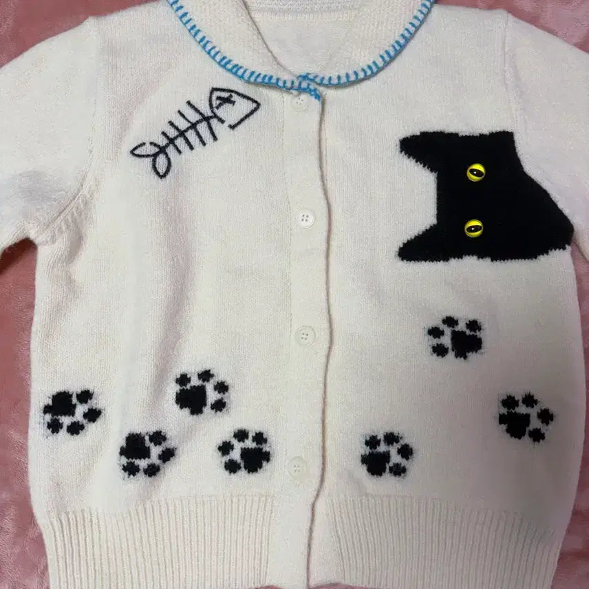 [BUNJANG] CIDER Knit Collar Cat Button Cardigan / KNIT COLLAR CAT BUTTON CARDIGAN 니트 가디건