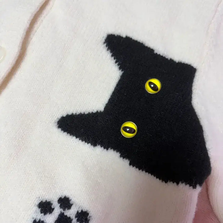 [BUNJANG] Cider Knit Collar Cat Button Cardigan / KNIT COLLAR CAT BUTTON CARDIGAN 니트 가디건