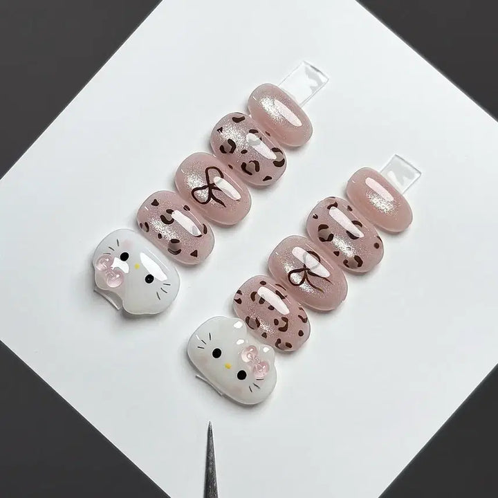 [BUNJANG] Handmade Magnetic Leopard Nail Tips / 가로키티 자석호피 수제네일팁