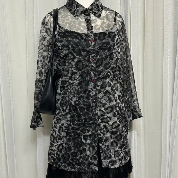 [BUNJANG] Leopard See-through Layered Shirt / 레오파드 시스루 레이어드 셔츠 갸루 펑크