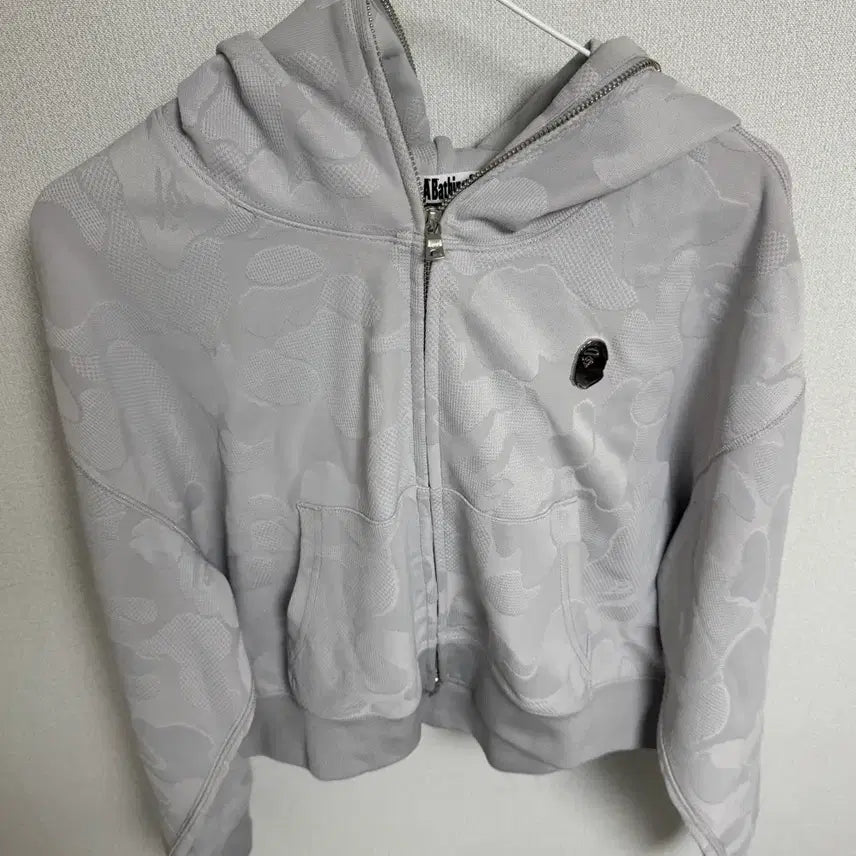 [BUNJANG] Bape Solid Camo Jacquard Hoodie Gray / 정품 베이프 솔리드 카모 자카드 후드집업 그레이 bape 히스테릭글래머