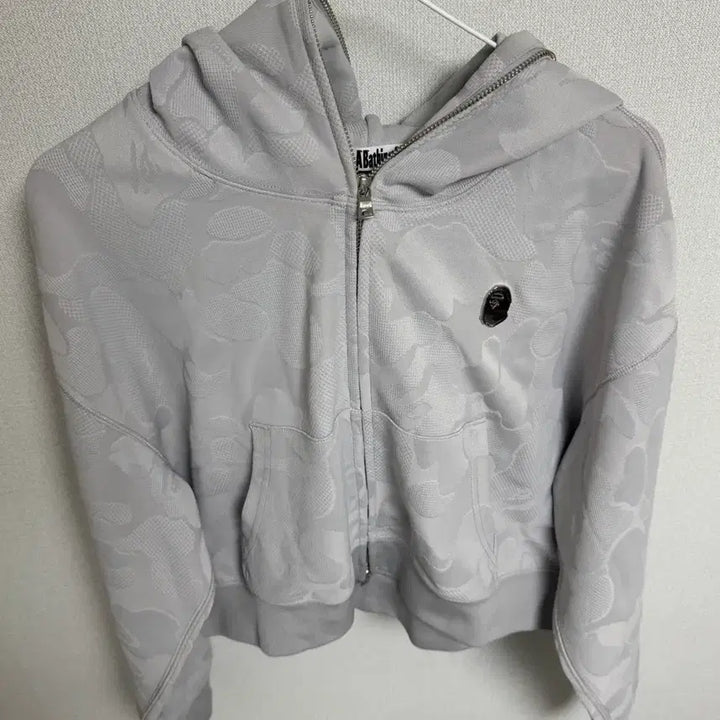 [BUNJANG] Bape Solid Camo Jacquard Hoodie Gray / 정품 베이프 솔리드 카모 자카드 후드집업 그레이 bape 히스테릭글래머