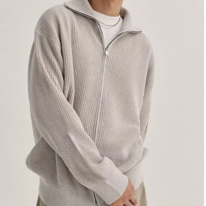 [BUNJANG] KIMUE Knit Full Zip-up Washable Knit Ivory M / 키뮤어 니트 풀집업 워셔블 하찌니트 아이보리 M