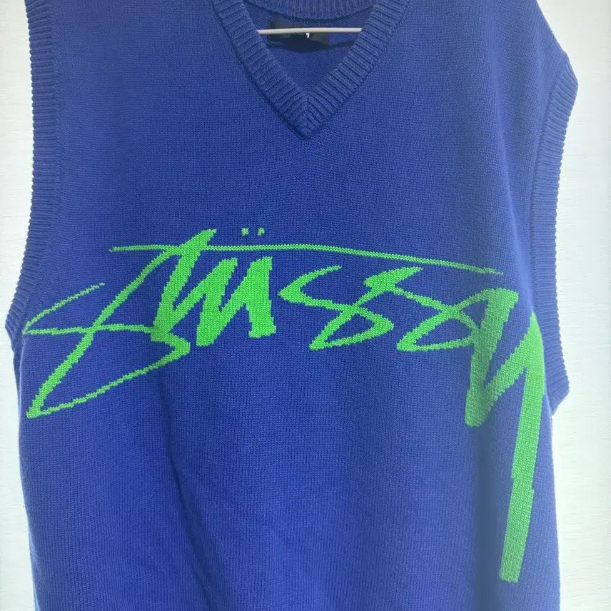 [BUNJANG] Stussy Blue Knit Vest / 스투시 블루 니트 베스트