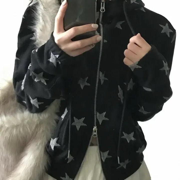 [BUNJANG] Mini Poe Aoki Star Zip-up Hoodie / 미니포에 아오키 별 집업 블랙 (사계절용)!
