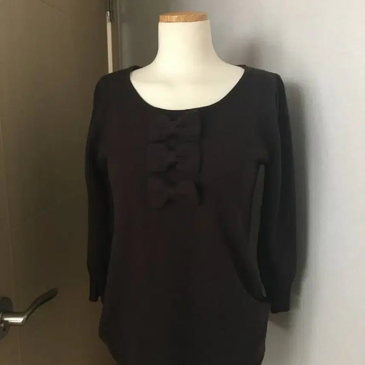[BUNJANG] Ribbon Dark Brown Knit Minimalist Avant-Garde / 일본빈티지 리본 다크브라운 니트 꼼데 코스 미니멀 아방가르드