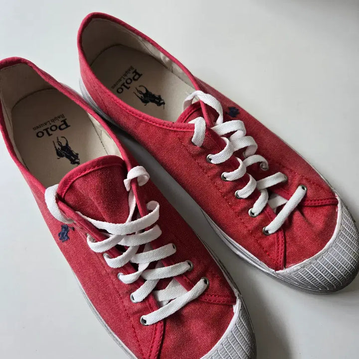 [BUNJANG] Polo Ralph Lauren Canvas Sneakers Red / 폴로 에센스 100 캔버스 캡토 스니커즈 레드