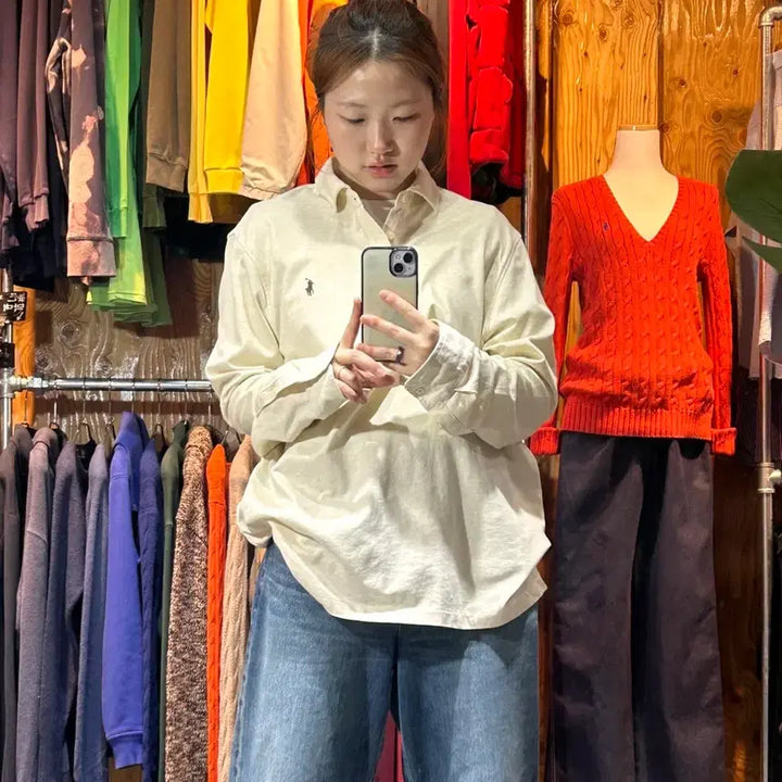 [BUNJANG] Polo Ralph Lauren Oatmeal Collar Long Sleeve XL / XL 폴로랄프로렌 오트밀 카라 롱슬리브