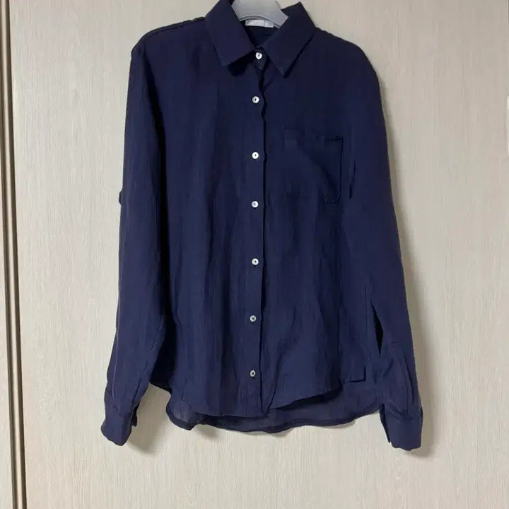 [BUNJANG] Vera Elle Premium Deep Navy Linen Shirt / 베라엘르 프리미엄 딥네이비 린넨 셔츠