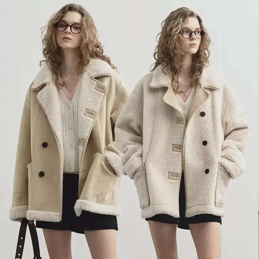 [BUNJANG] Mongdol Reversible Mouton Beige / 몽돌 리버시블 무스탕 베이지