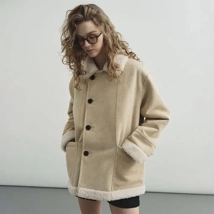 [BUNJANG] Mongdol Reversible Mouton Beige / 몽돌 리버시블 무스탕 베이지