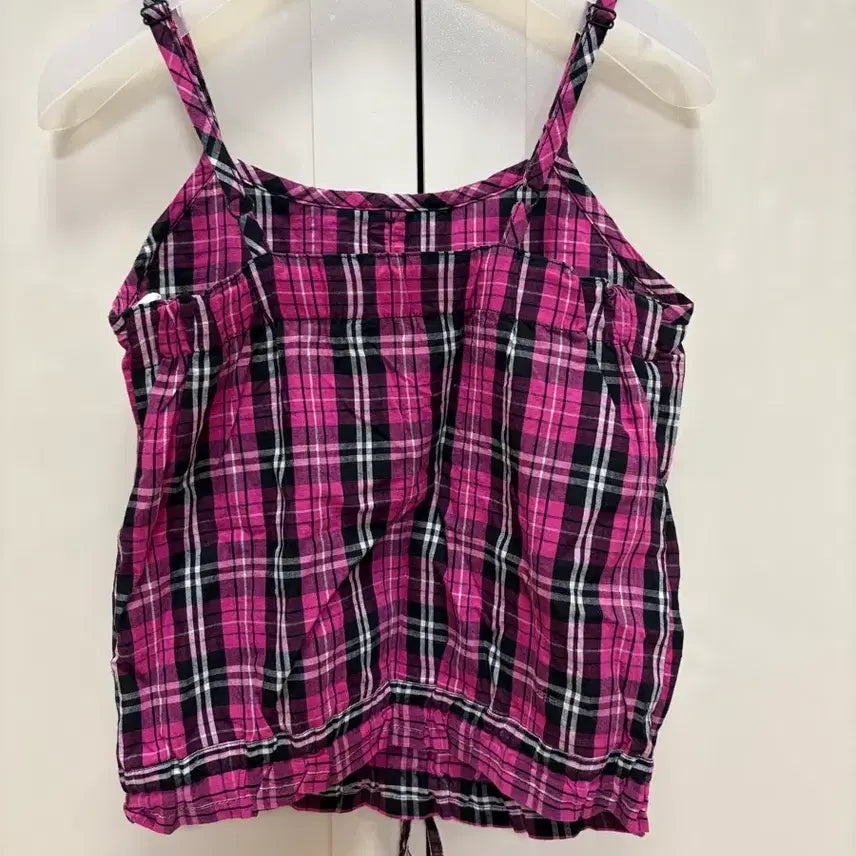 [BUNJANG] Vintage Check Cami Blouse / 일본 빈티지 체크 끈나시 블라우스