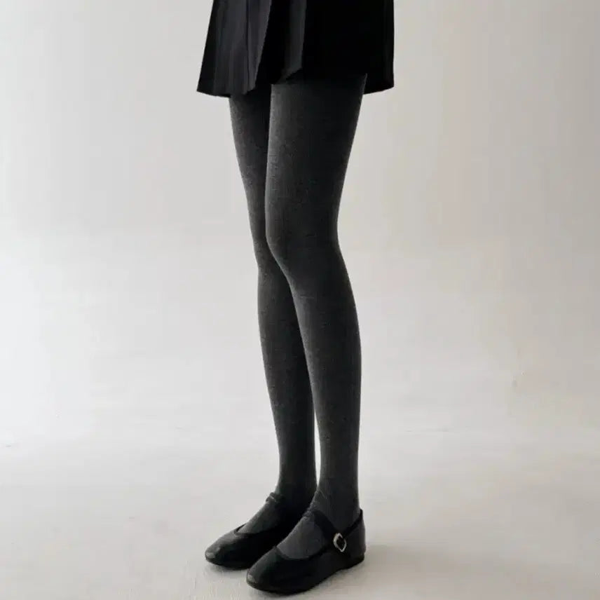 [BUNJANG] Basic Charcoal Fleece Stockings / 스타킹