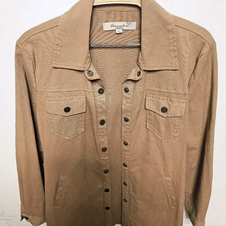 [BUNJANG] Shine Couture Camel Long Shirt Jacket / 카멜 셔츠형 롱 자켓 55(새상품/미착용) 옆라인 스냅포인트!