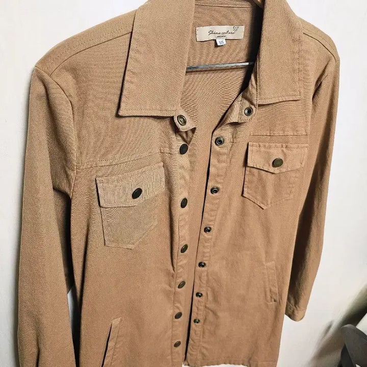 [BUNJANG] Shine Couture Camel Long Shirt Jacket / 카멜 셔츠형 롱 자켓 55(새상품/미착용) 옆라인 스냅포인트!