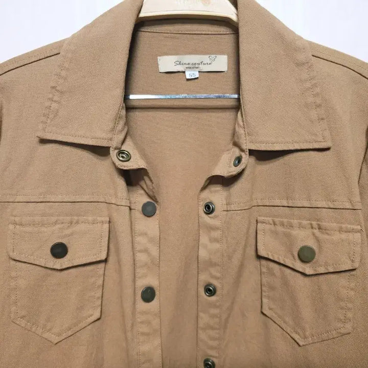 [BUNJANG] Shine Couture Camel Long Shirt Jacket / 카멜 셔츠형 롱 자켓 55(새상품/미착용) 옆라인 스냅포인트!