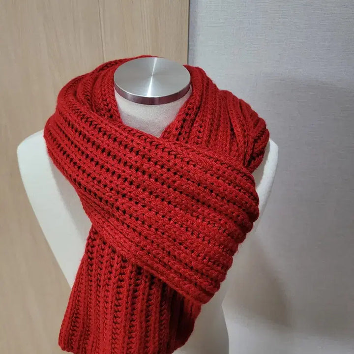 [BUNJANG] Knit Long Muffler Red / 니트 롱 머플러 레드