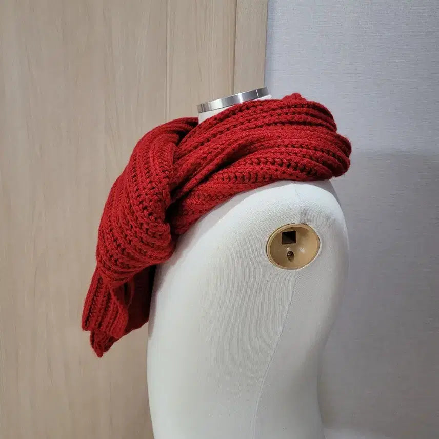 [BUNJANG] Knit Long Muffler Red / 니트 롱 머플러 레드